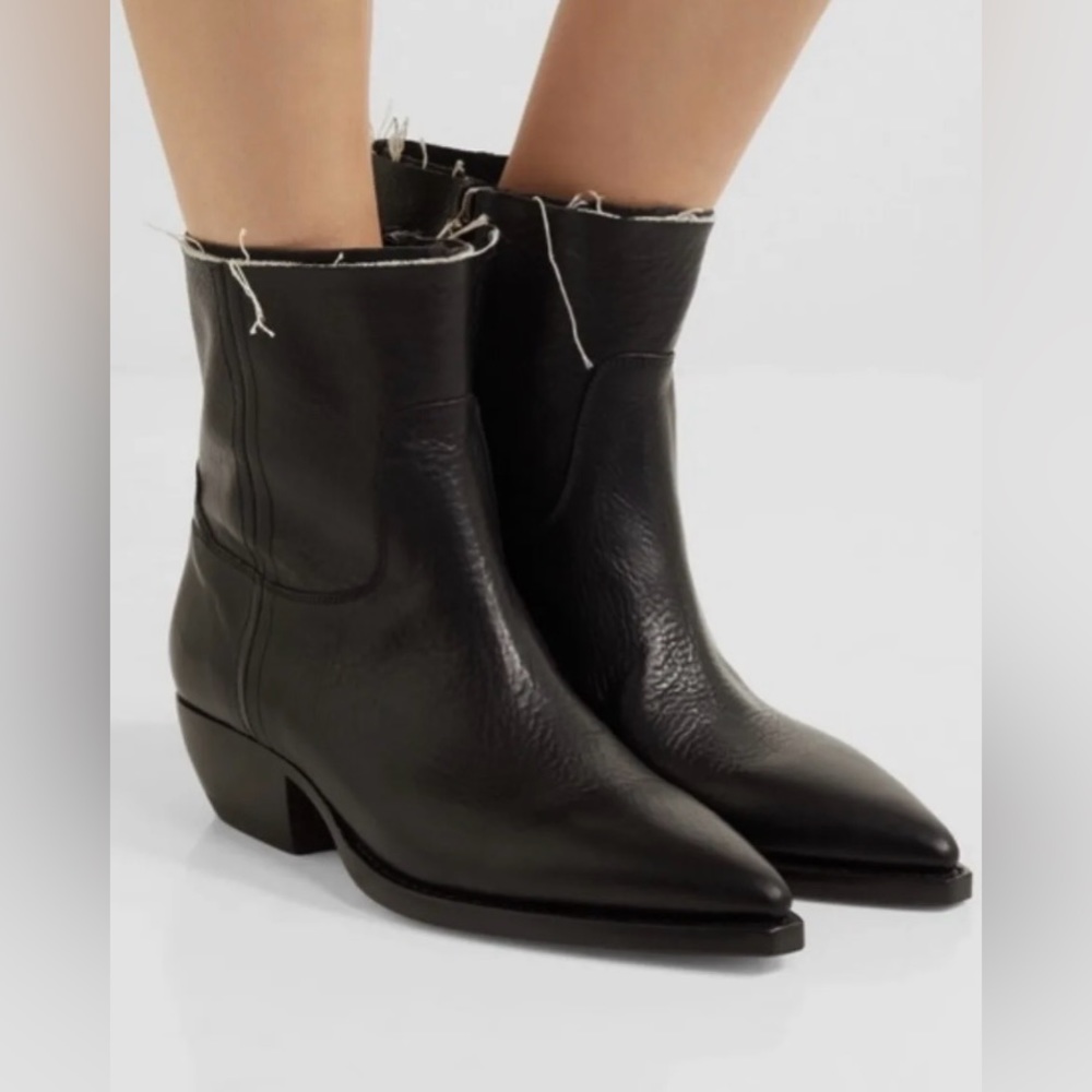 Yves Saint Laurent Women’s Theo Frayed Western Ankle Boots